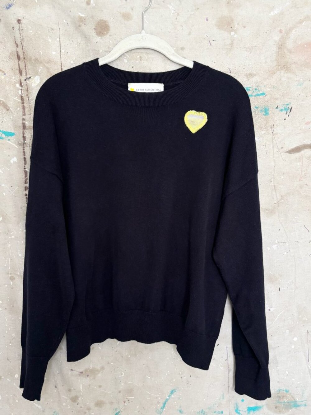 Kerri Rosenthal the Boyfriend Cashmere Blend Heart Logo Sweater